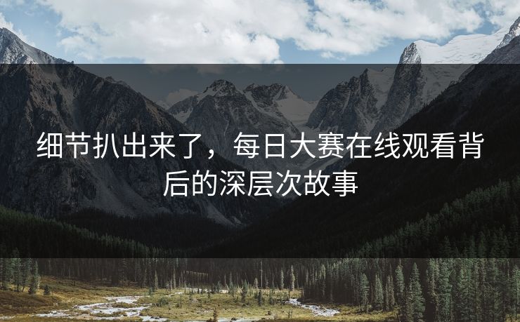 细节扒出来了，每日大赛在线观看背后的深层次故事